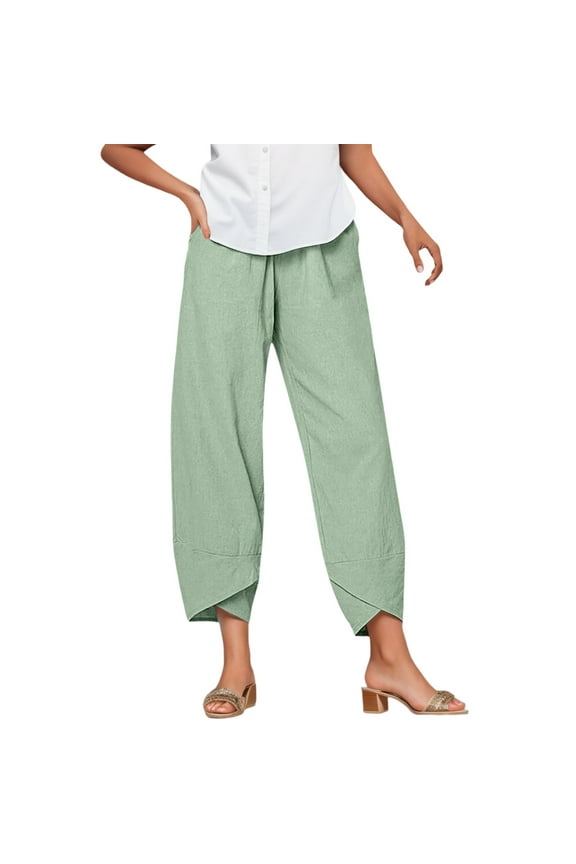 Womens Trousers Ladies Casual Pants Mint Green Work Pants Womens Comfy Work Pants High Waisted Wide Leg Pants for Women with Pockets Womens Summer Outfits