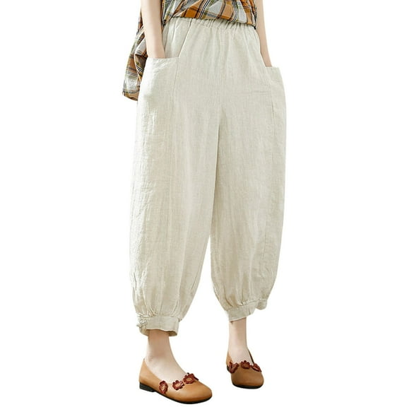 WENWU Womens Trousers Women'S Casual Pants White Womens Pants Lounge Pants Women High Waisted Pants with Pockets Women Fall Pants