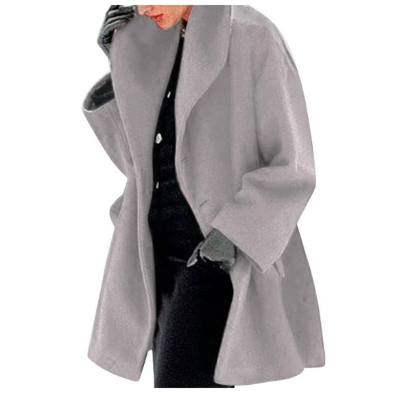 WENWU Womens Winter Wool Coat Trench Jacket Ladies Warm Slim Long Overcoat Outwear 4x Coats Women Coats for plus Size