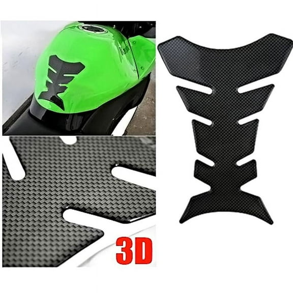 WENXUAN 3D Carbon Fiber Motorcycle Gel Oil Gas Fuel Tank Pad Decal* Sticker Gift (black)