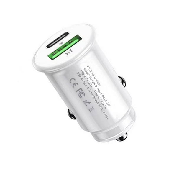 WENXUAN Car Charger Cigarette Socket 2 USB Port Fast Charging Adapter Lighter (white)