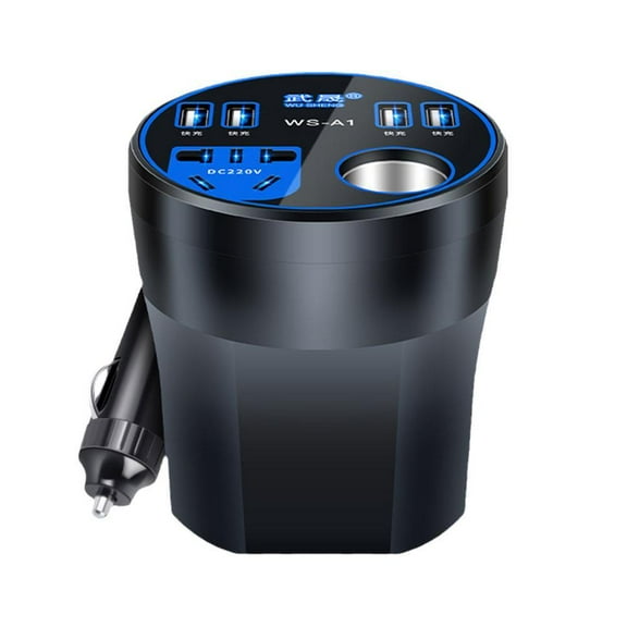 WENXUAN Car Power Inverter Led Display Power Inverter Car Mounted 220V Cup - (Blue)