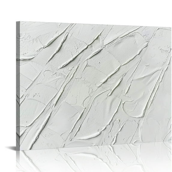 WENZZ Home Decor White Abstract Wall Decor Maximalist Artwork Textured Canvas Wall Art Pictures for Living Room Bedroom Home Office Decor 16x12in