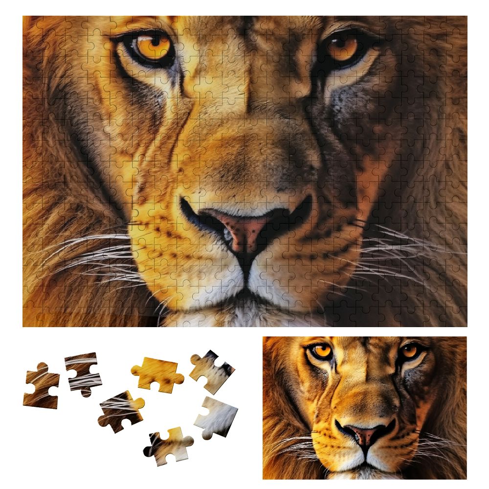 WENZZ Lion Wooden Jigsaw Puzzle for Adults and Kids - Premium Eco ...