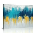 WENZZ Modern Abstract Canvas Wall Art Gold and Blue Prints with Gold