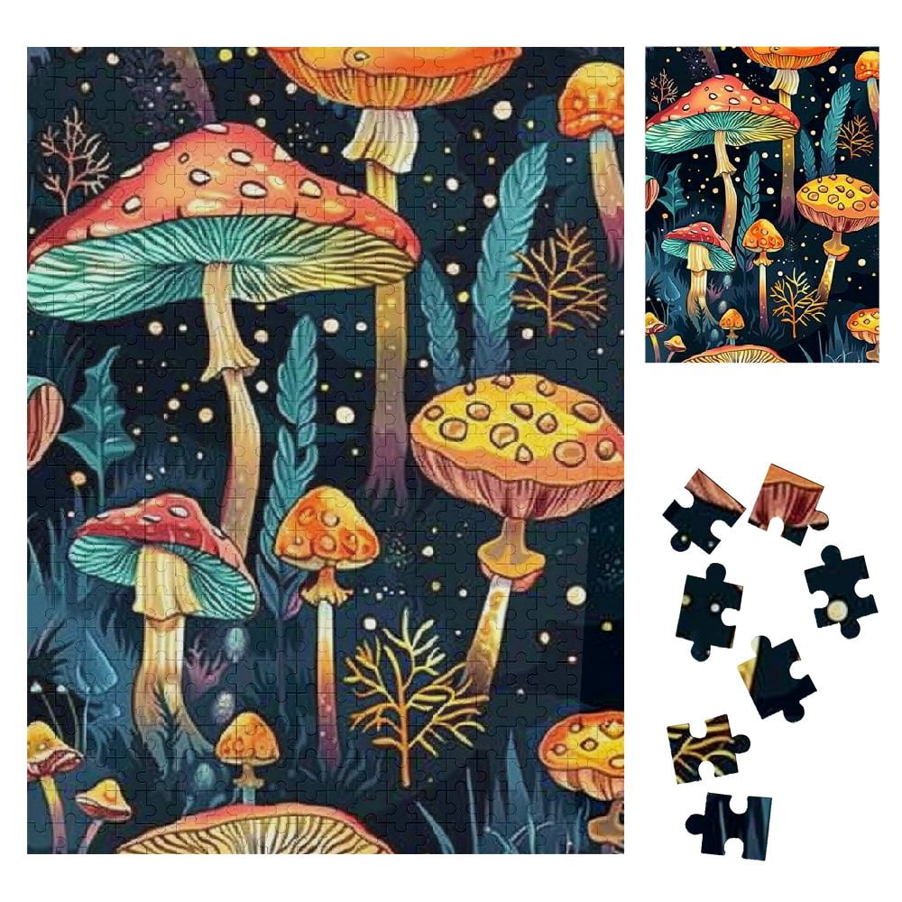 WENZZ Mushrooms Plants Psychedelic Art Wooden Jigsaw Puzzle Vertical ...