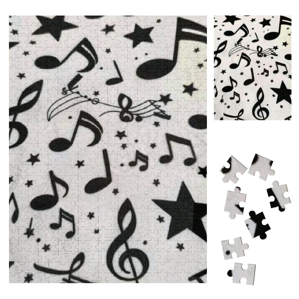 WENZZ Music Notes Stars Tattoo Wooden Jigsaw Puzzle Vertical Style Eco ...