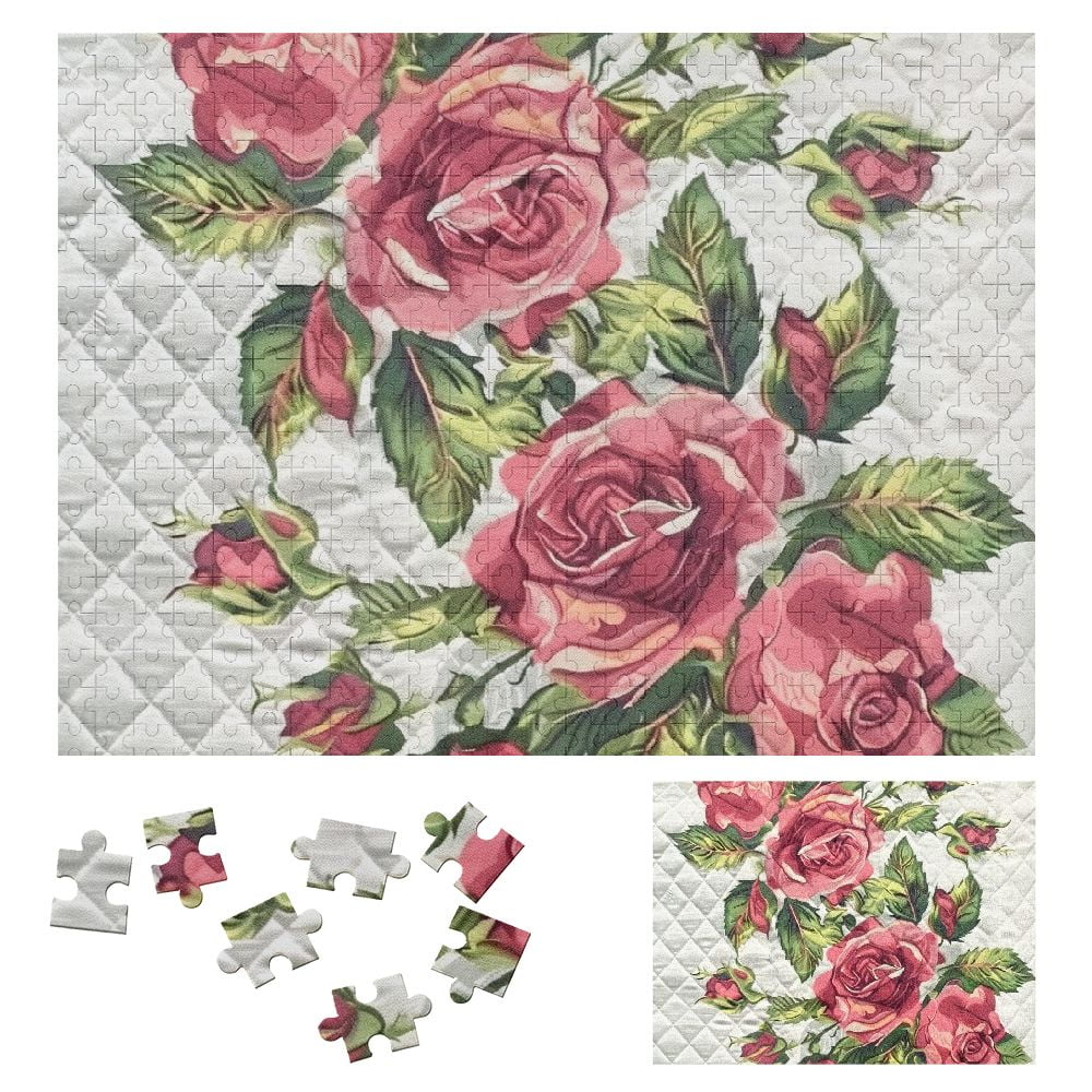 Lingy Roses Leaves Diamond Wooden Jigsaw Puzzle Leisure Game Toy Gift