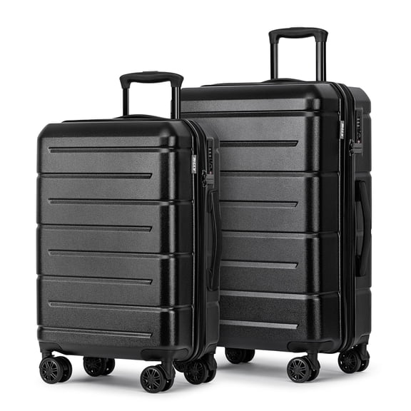 WEPLUS 2-Piece 20" Expandable Spinner Carry-on 24" Hardside Luggage Set TSA Lock Suitcase  Black
