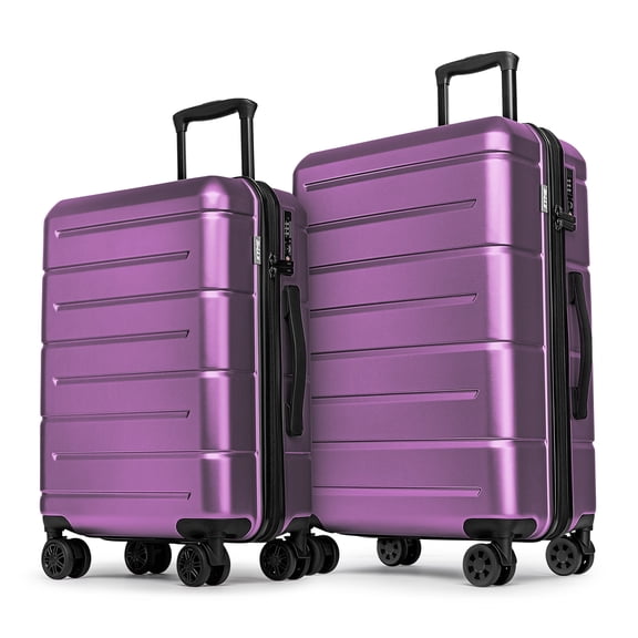 WEPLUS 2-Piece 20" Expandable Spinner Carry-on 24" Hardside Luggage Set TSA Lock Suitcase  Deep Purple