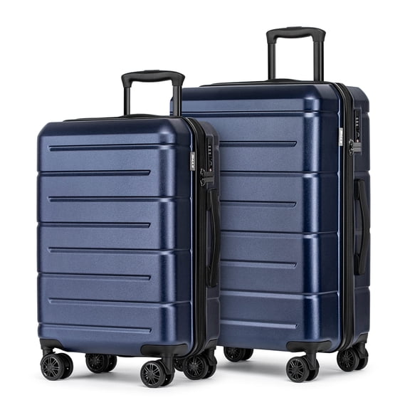 WEPLUS 2-Piece 20" Expandable Spinner Carry-on 24" Hardside Luggage Set TSA Lock Suitcase  Navy Blue