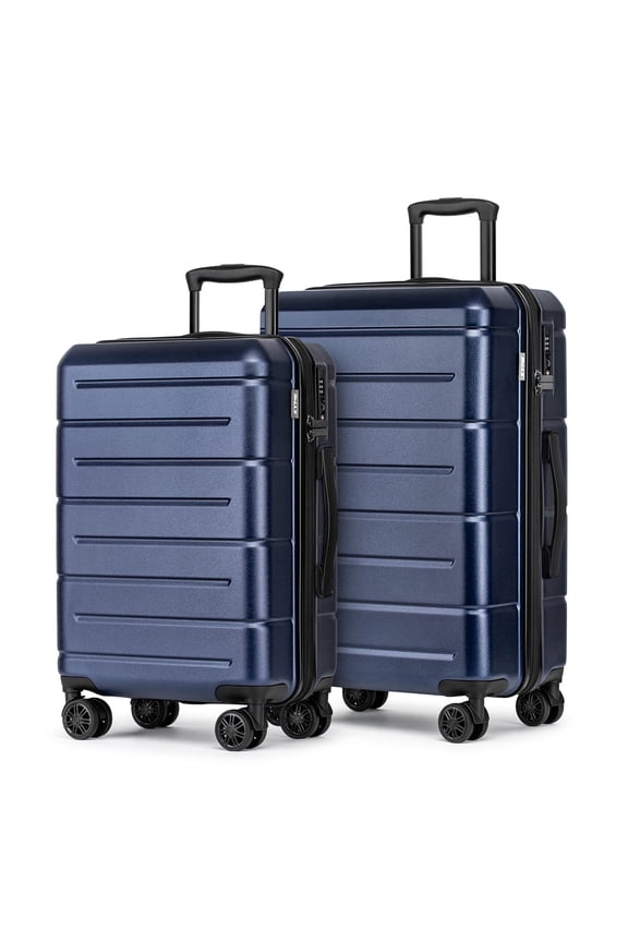 2-Piece 20" Expandable Spinner Carry-on 24" Hardside Luggage Set TSA Lock Suitcase  Navy Blue