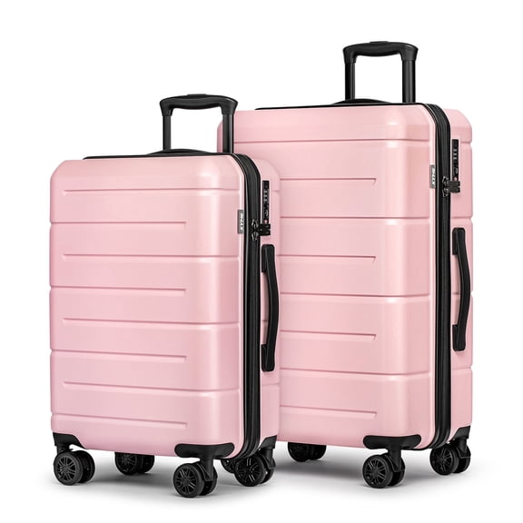 WEPLUS 2-Piece 20" Expandable Spinner Carry-on 24" Hardside Luggage Set TSA Lock Suitcase  Pink