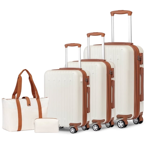 WEPLUS 5Piece Hardside Carry On Luggage Sets TSA Lock Spinner Wheels 20"24"28" Suitcase with Cup Holder