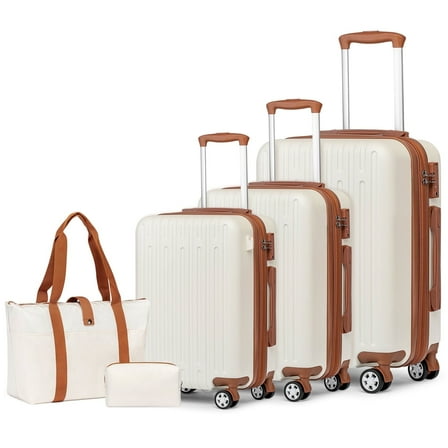 WEPLUS 5Piece Hardside Carry On Luggage Sets TSA Lock Spinner Wheels 20"24"28" Suitcase with Cup Holder