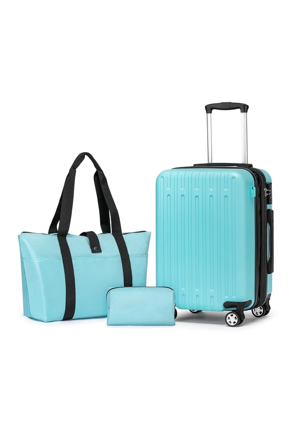 Hardside Carry On Luggage 3 Piece Luggage Sets TSA Lock Spinner Wheels 20" Suitcase with Cup Holder