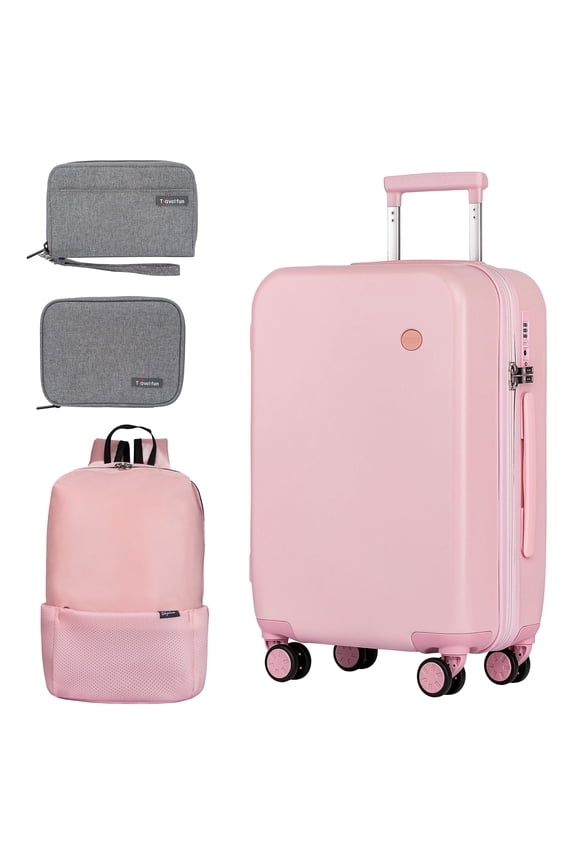 Suitcase Set 4 Piece Luggage Set Carry On Travel Luggage TSA Lock Spinner Wheels Hardshell Lightweight Luggage Set