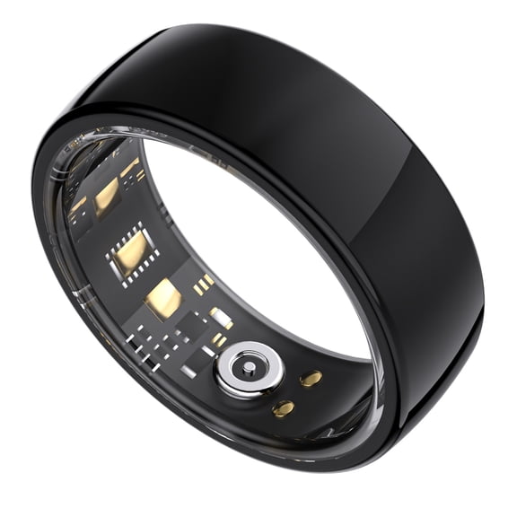 WEPMOUS AI Smart Ring with Optical Sensors, Premium Stainless Steel Wearable Technology, Black Size 7