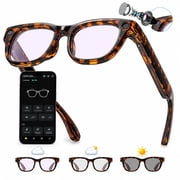 WEPMOUS AI Smart Glasses with 20MP EIS Camera, Open-Ear Bluetooth Audio, Photochromic UV400 Polarized Lenses