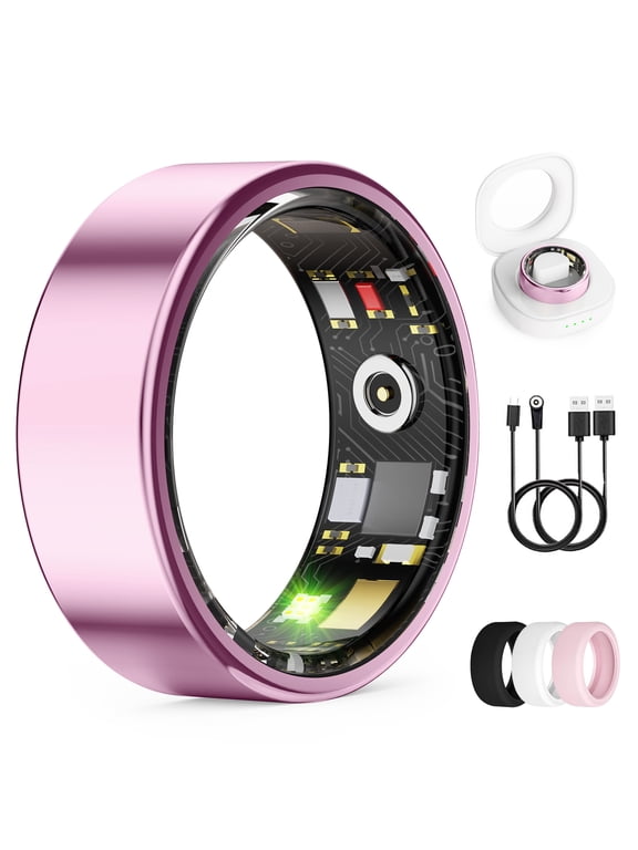 Smart Ring for Men & Women, Fitness & Sports Ring with App for Android & iOS, IP68 Waterproof Wearable Smart Ring , 10+ Activity Modes ,Lavender Pink Size 7