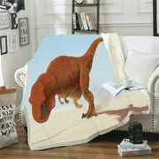 WEPRO Dinosaur Printed Cotton Fleece Thick Blanket Warmth Soft Blanket Suitable For Autumn And Winter