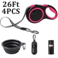 thumbnail image 1 of 4 Pack Retractable Dog Leash,26ft Dog Leash for Small Medium Large Dogs Up to 110lbs,360° Tangle-Free Reflective Nylon Tape,Adjustable length,with Anti-Slip Handle,One-Handed Brake,Pause,Lock, 1 of 12