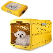 WEPSEN Collapsible Dog Crate, Ultra-Lightweight Portable Kennel with Dual Hinge Door, Folds to 5.12 Inches, Weighs 4.8lbs, Multiple Vents and Windows for Home and On The Go, 18.9x11.6x12.6, Gold