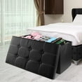 WEPSEN Folding Storage Ottoman Bench,Leather Footstool End of Bed