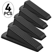 WEPSEN Heavy Duty Wedge Doorstop Rubber Door Stopper for Residential and Commercial Use, Black, 4.8 in. x 2.2 in. x 1.3 in., 4 Pack