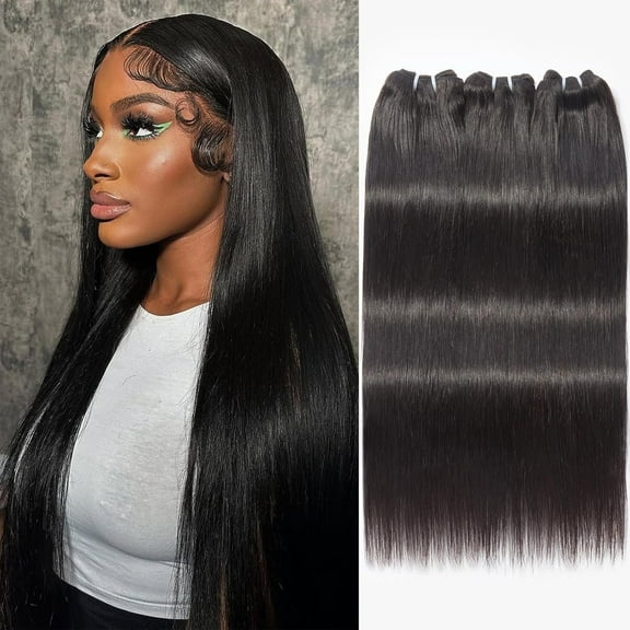 WEQUEEN 32 inch Human 1pc Hair Bundle 16A Brazilian Virgin Hair Straight Bundle Thick Weave Natural Black for Women