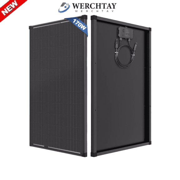 WERCHTAY 12V 170W  Watt Mono Solar Panel Black Battery Charging Home RV Off-Grid Boat