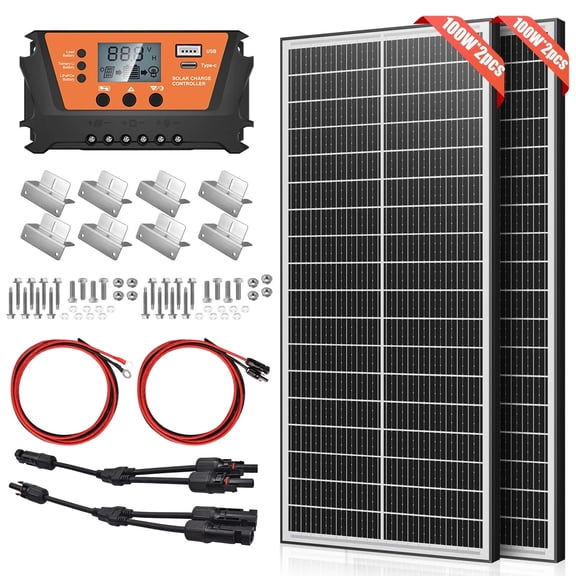 WERCHTAY 100W Bifacial Solar panel kits, 12BB 12V/24V Monocrystalline High-Efficiency Module PV Power Charger Solar Panels for Homes, Camping, RV, Battery, Boat, Caravan, Off-Grid