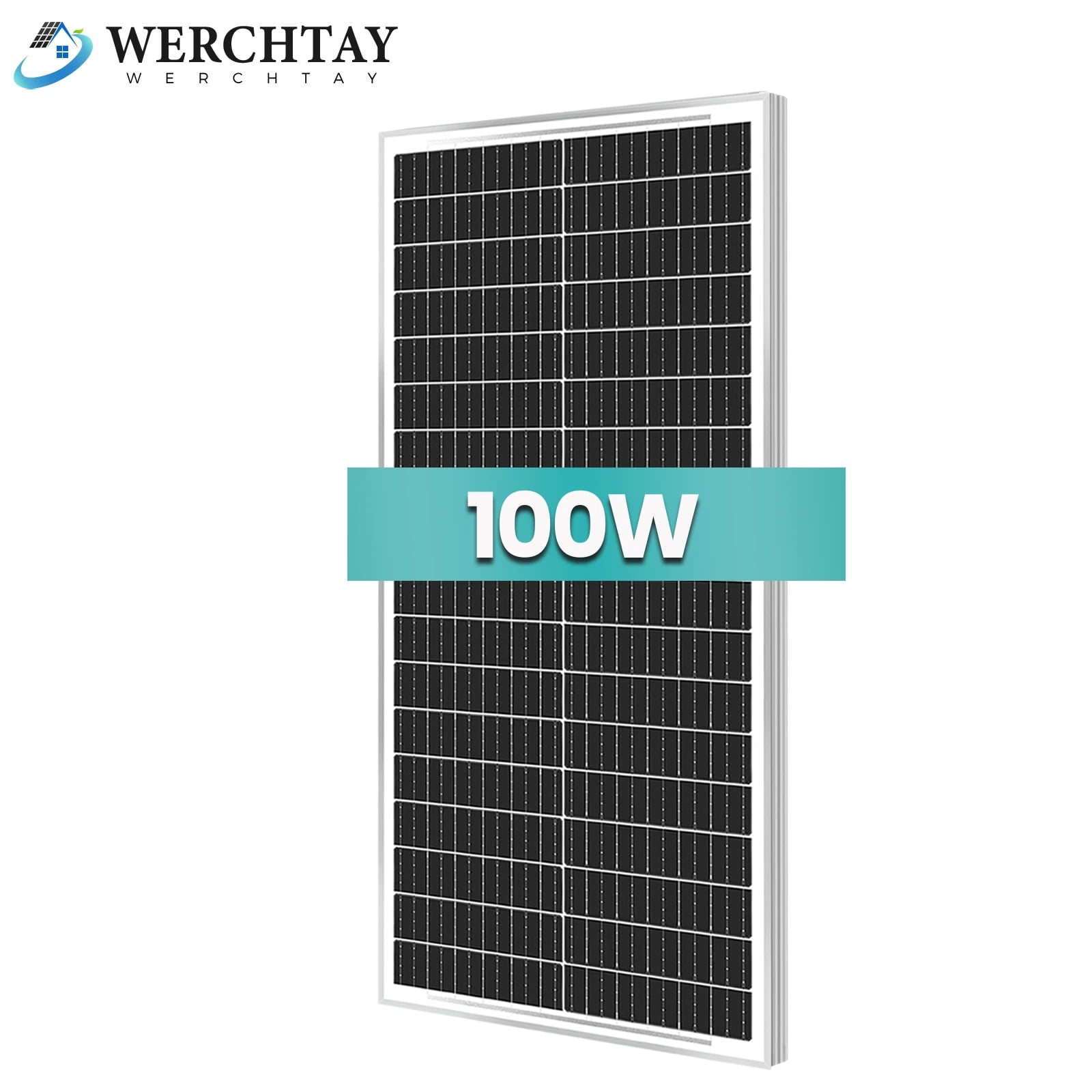 WERCHTAY 100W Monocrystalline Solar Panel, 12V Solar Panel for RV, Boat, Rooftop, Home & Off-Grid Systems