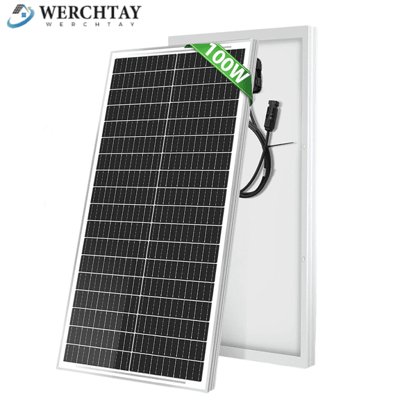 WERCHTAY 100W Monocrystalline Solar Panel for Homes, Camping, RV, Battery, Boat, Caravan, Outdoor