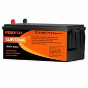 WERCHTAY 12V 300Ah Lithium Battery LiFePO4 Deep Cycle 200A BMS Off-grid for RV Solar Boat