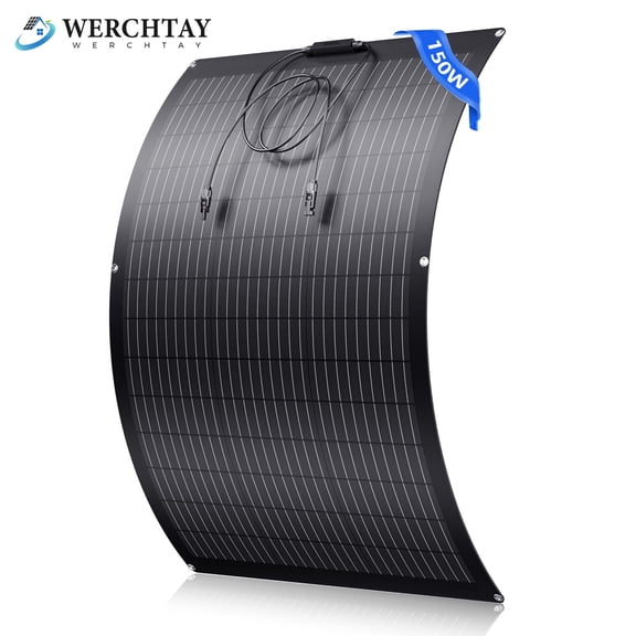 WERCHTAY 150W Flexible Solar Panels Monocrystalline for 12V Battery Charging, with MC4 Connector, IP67, for RV Boat Camper Van Trailer Off-Grid Use
