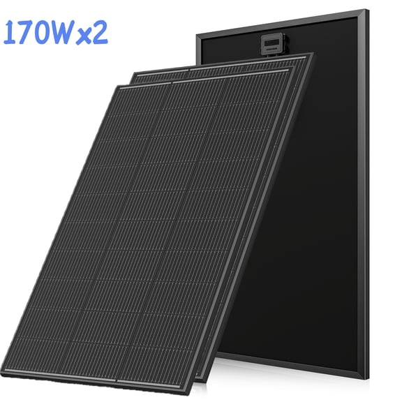 WERCHTAY 170 Watt 12 Volt Monocrystalline Solar Module for Off-Grid Battery Charging, RV, Boat and Camping - 2 Pieces
