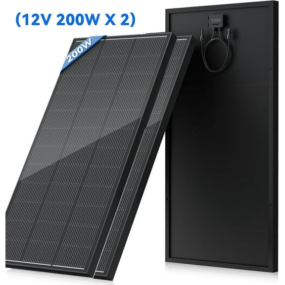WERCHTAY 2 Pack 200W Monocrystalline Solar Panel, 18BB N-Type 12/24V 25% High Efficiency PV Modules, for Rooftop, RV, Farm, Trailer, Marine, Home Off-Grid System