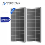 WERCHTAY 2 pack 200W Bifacial Solar Panel 18BB N-Type 25.2% High Efficiency, Monocrystalline for Power Station Generator, RV, SUV, Truck, Camping, Home, Off Grid