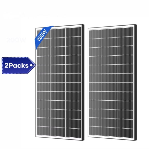 RVPOZWER 400W (2 Pack 200W) Bifacial Solar Panel Kit, 18BB N-Type 25.2% High Efficiency Mono Module for Power Station Generator, RV, Camping, Off Grid