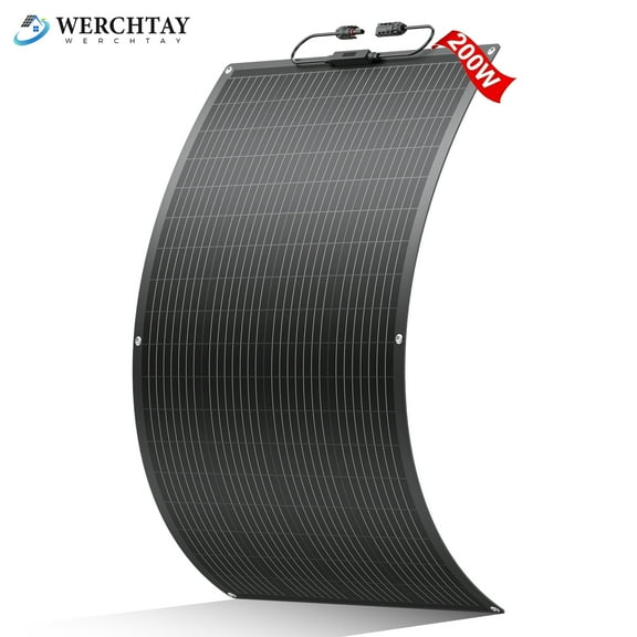 WERCHTAY 200 Watt Flexible Solar Panels, 23.5% High-Efficiency Waterproof Monocrystalline Lightweight Solar Panel for RV,Boats,Curved Surfaces,Roofs,Cabin