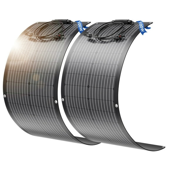 WERCHTAY 200W(100W*2 PACK) Flexible Solar Panel 12V Lightweight Mono High-efficiency For RV/Camper/Home/Boat