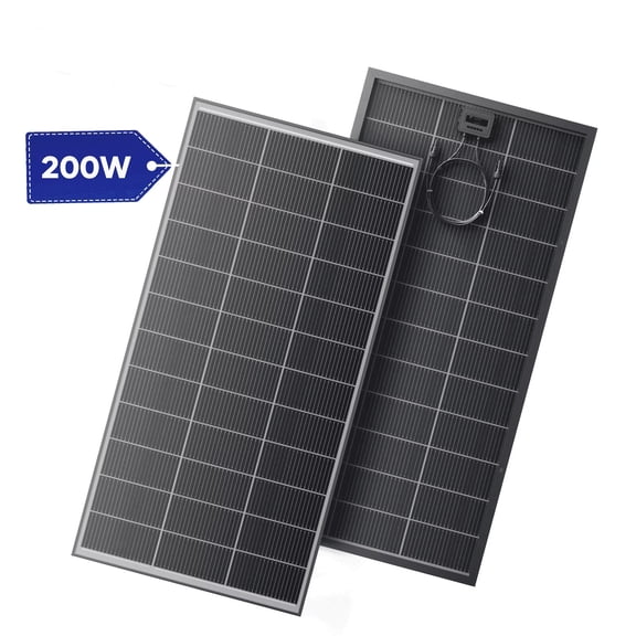 RVPOZWER 200W Bifacial Solar Panel 18BB N-Type 25.2% High Efficiency, Monocrystalline for Power Station Generator, RV, SUV, Truck, Camping, Home, Off Grid