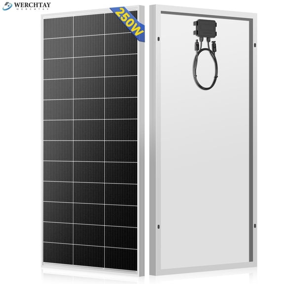 WERCHTAY 250W 12V Mono Solar Panel 12BB Power RV Camping Home Boat Camp Off Grid Charger