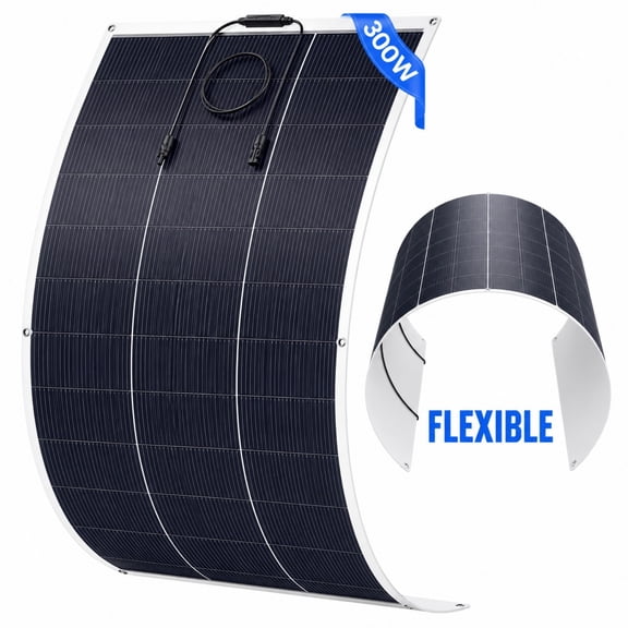 WERCHTAY 300W Flexible Solar Panel, 12V High-Efficiency Monocrystalline PV Module for RV, Camping, Marine and Home Off-Grid