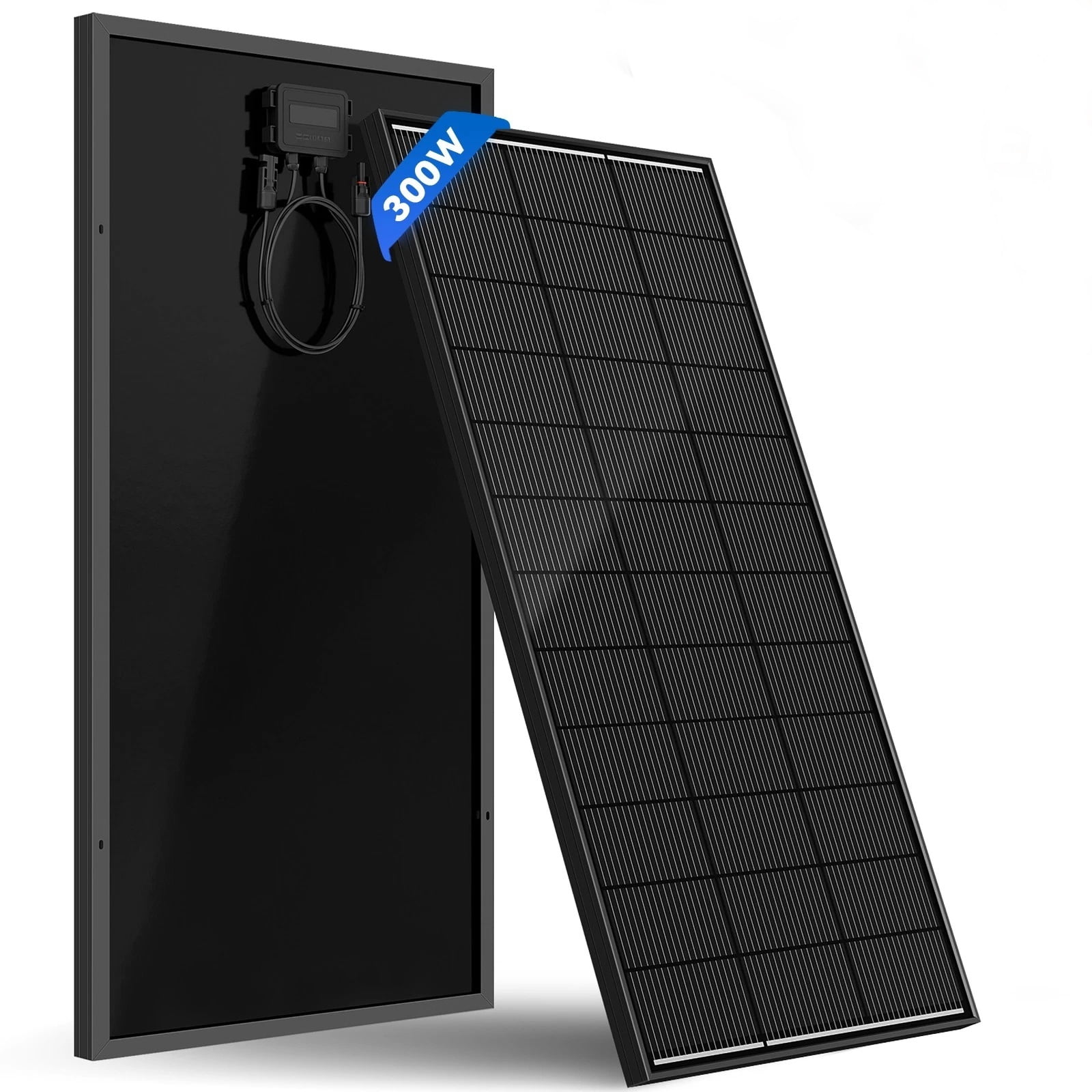 WERCHTAY 300W Monocrystalline Solar Panel, 18BB N-Type 12/24V 25% High Efficiency PV Modules, for Rooftop, RV, Farm, Trailer, Home Off-Grid System