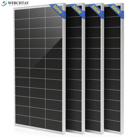 WERCHTAY 4 PACK 300 Watt Solar Panel 18BB N-Type Monocrystalline Solar Panels 25% High Efficiency for RV Home Rooftop Power Station Off Grid Systems (4 PACK 300w Solar Panel) price history and forecast - WERCHTAY 2029