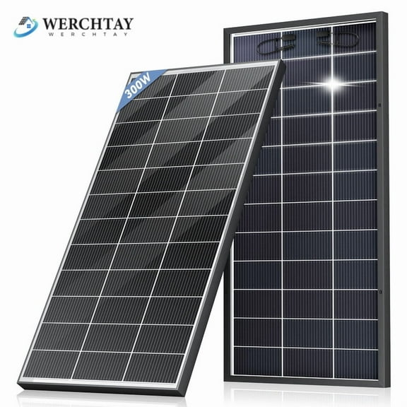 WERCHTAY N-Type 18BB 300 Watt Bifacial Solar Panel, with 25% Efficiency, Grade A+ Cells, IP65, for RV, Trailer, Marine, Rooftop, Farm, Off Grid