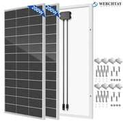 WERCHTAY N-Type 18BB 400W Mono Solar Panel, 2Pcs 200 Watt Solar Panel 12V, 25% High Efficiency, With 4pcs Z Bracket Mounting Set for RV Home Rooftop Off-Grid Systems