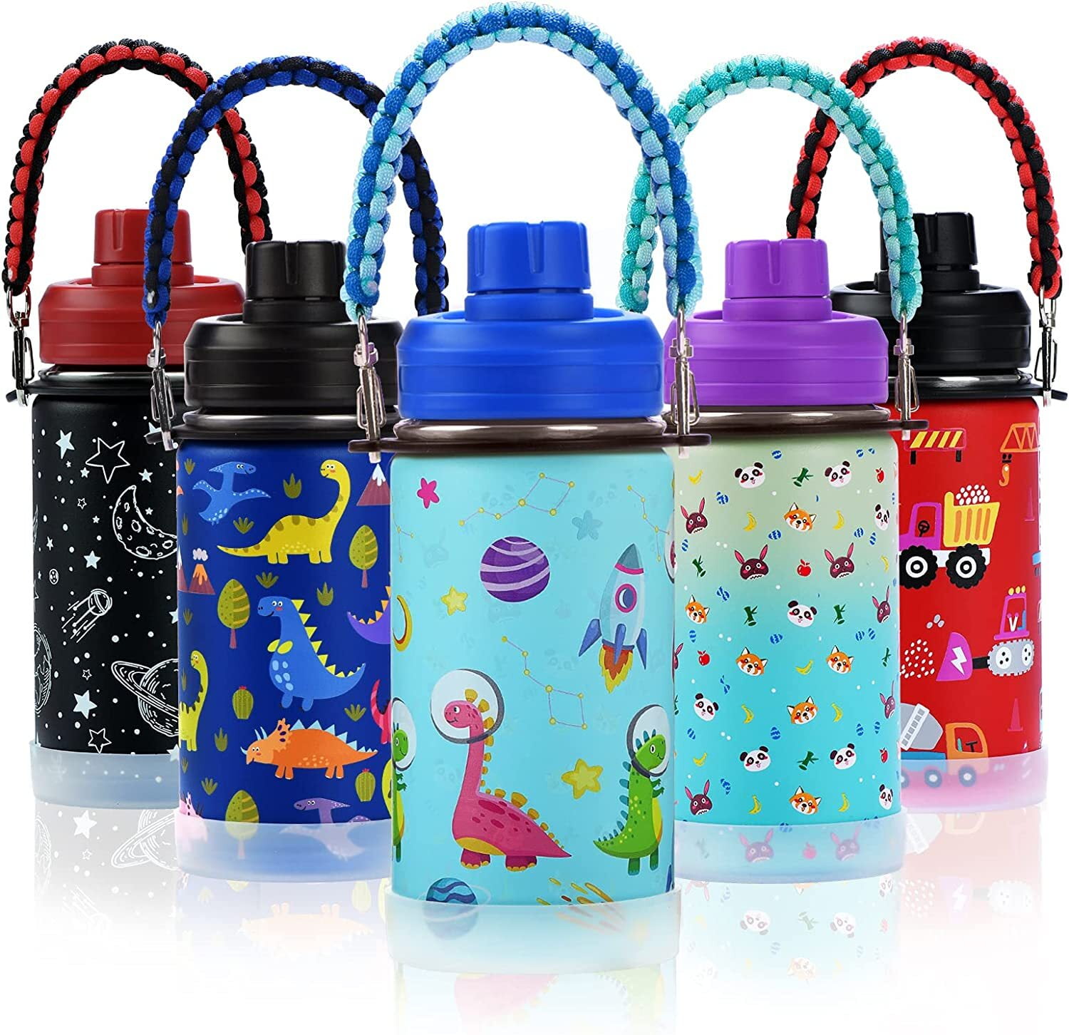 mountop Kids Water Bottle Stainless Steel Double Wall Insulated with Straw  Lid Leak-proof and Spill-proof Water Bottles for Kids Ideal for School  Travel and Daily Use 14oz Marine animals